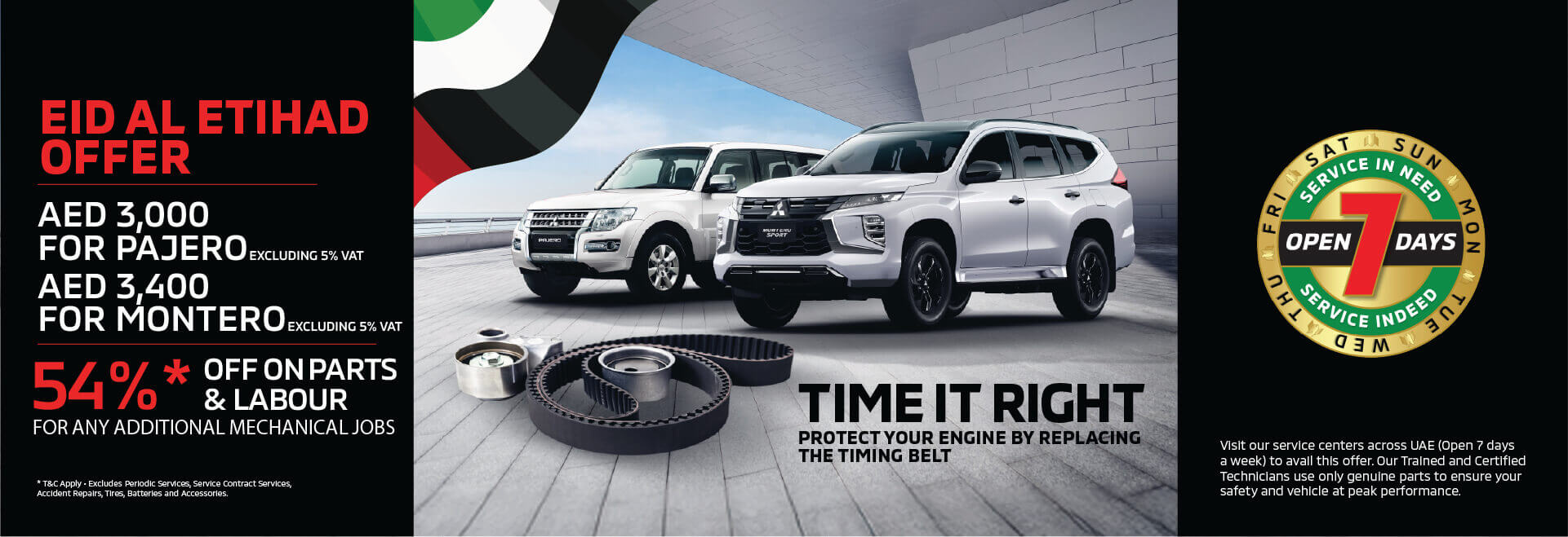 Celebrate Eid Al Etihad and enjoy exclusive savings with our special Mitsubishi aftersales offer