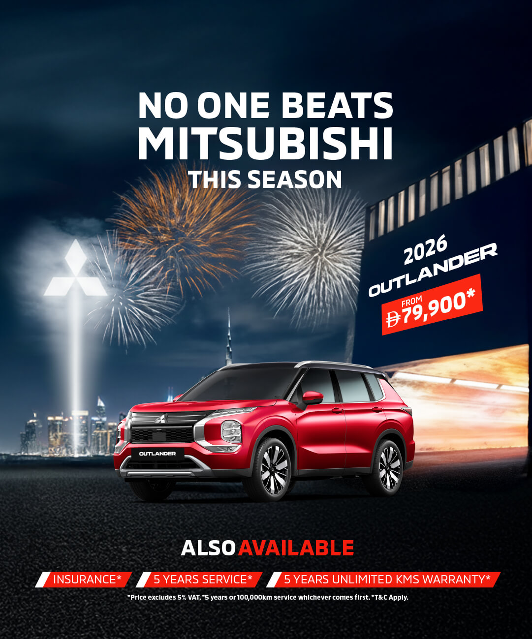 Explore the versatile Mitsubishi Outlander this DSF starting from AED 79,900*