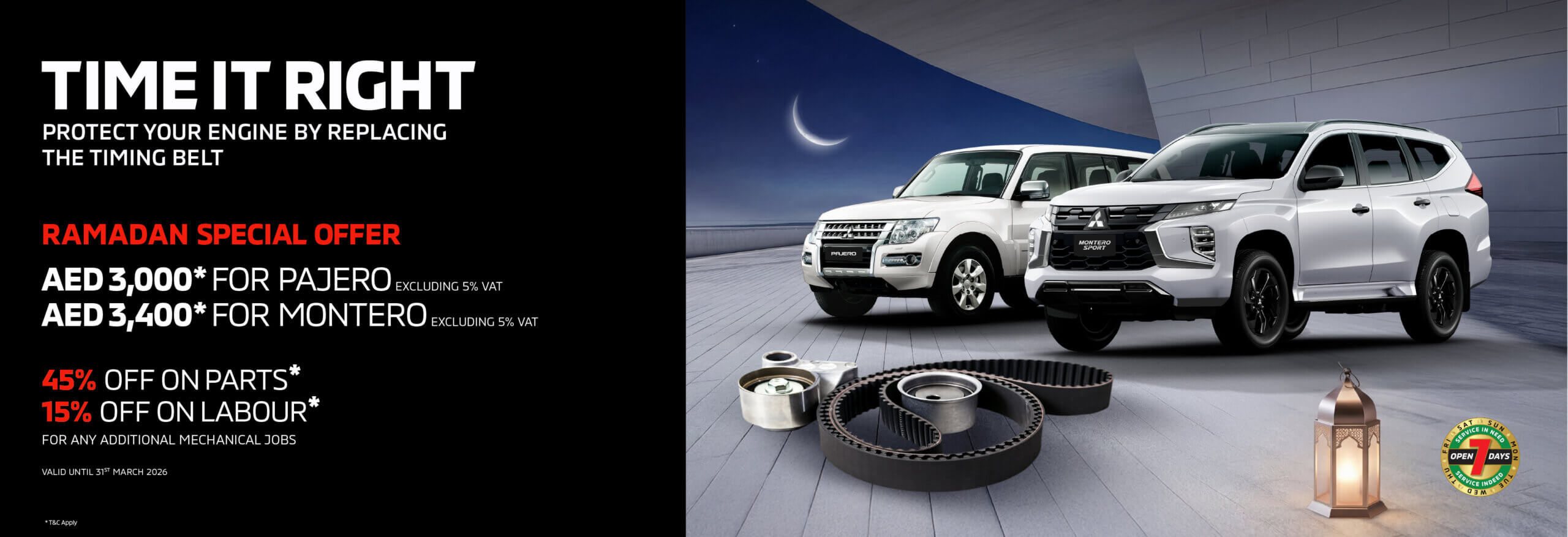Celebrate Ramadan and enjoy exclusive savings with our special Mitsubishi aftersales offer.